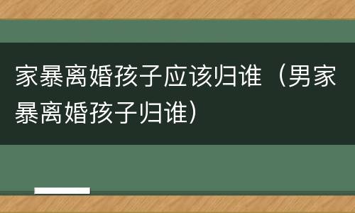 家暴离婚孩子应该归谁（男家暴离婚孩子归谁）