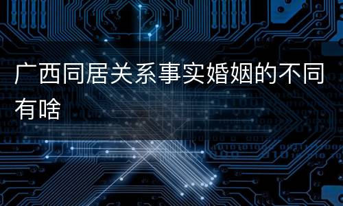 广西同居关系事实婚姻的不同有啥