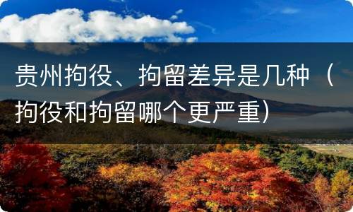 贵州拘役、拘留差异是几种（拘役和拘留哪个更严重）