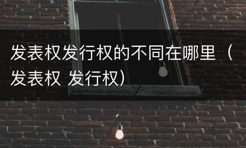 发表权发行权的不同在哪里（发表权 发行权）