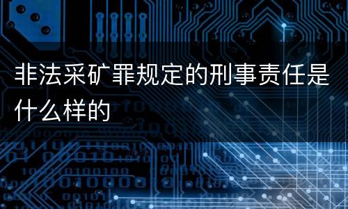 非法采矿罪规定的刑事责任是什么样的