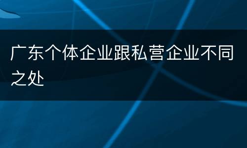 广东个体企业跟私营企业不同之处