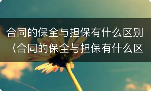 合同的保全与担保有什么区别（合同的保全与担保有什么区别和联系）