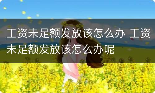 工资未足额发放该怎么办 工资未足额发放该怎么办呢