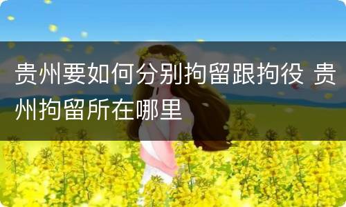 贵州要如何分别拘留跟拘役 贵州拘留所在哪里