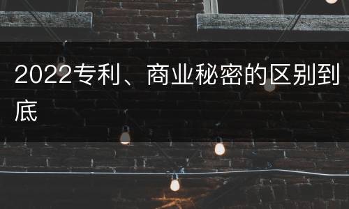 2022专利、商业秘密的区别到底