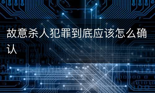 故意杀人犯罪到底应该怎么确认