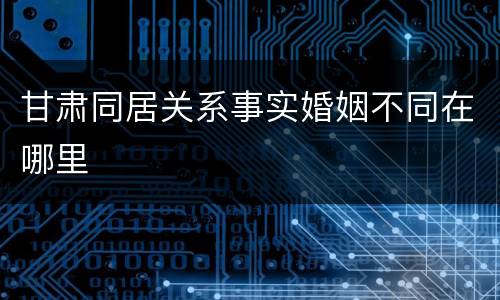 甘肃同居关系事实婚姻不同在哪里