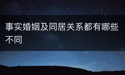 事实婚姻及同居关系都有哪些不同