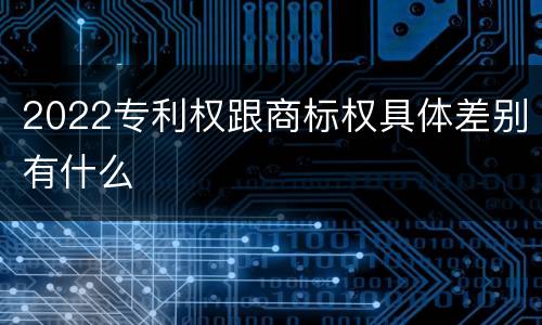 2022专利权跟商标权具体差别有什么