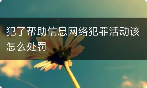 犯了帮助信息网络犯罪活动该怎么处罚