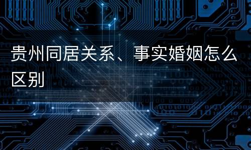 贵州同居关系、事实婚姻怎么区别