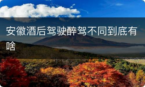 安徽酒后驾驶醉驾不同到底有啥