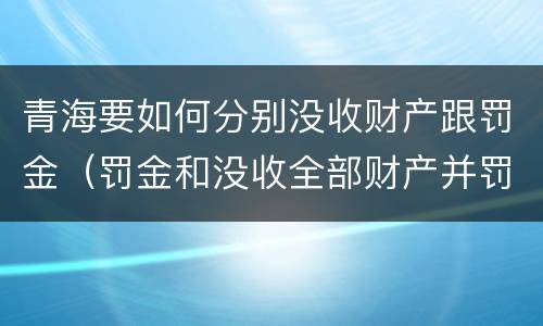 青海要如何分别没收财产跟罚金（罚金和没收全部财产并罚）