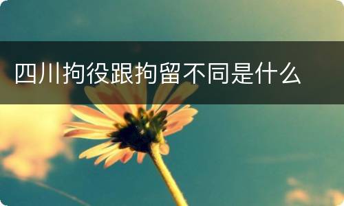 四川拘役跟拘留不同是什么