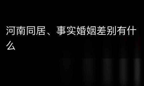 河南同居、事实婚姻差别有什么