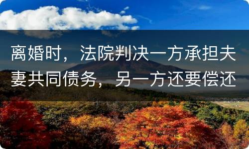 离婚时，法院判决一方承担夫妻共同债务，另一方还要偿还吗