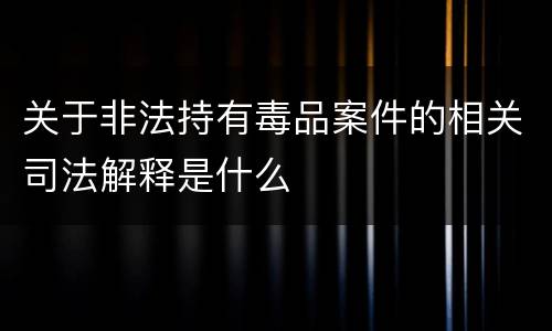 关于非法持有毒品案件的相关司法解释是什么