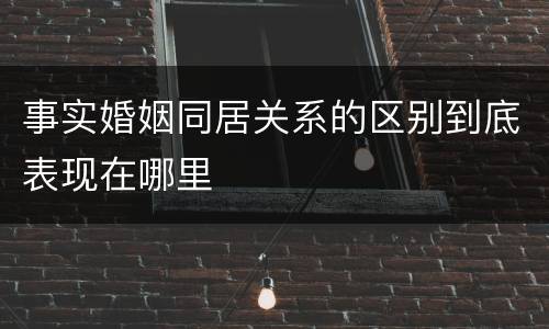事实婚姻同居关系的区别到底表现在哪里