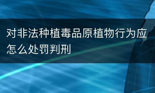 对非法种植毒品原植物行为应怎么处罚判刑