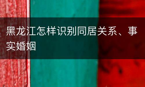 黑龙江怎样识别同居关系、事实婚姻