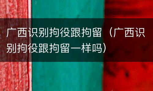 广西识别拘役跟拘留（广西识别拘役跟拘留一样吗）