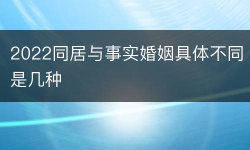 2022同居与事实婚姻具体不同是几种