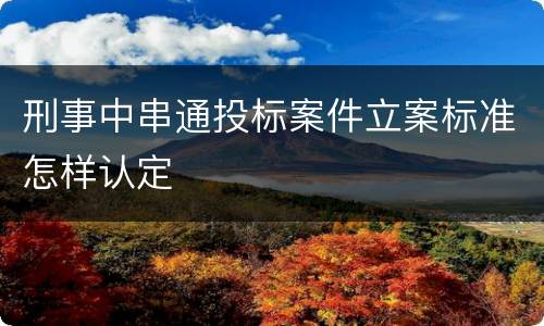 刑事中串通投标案件立案标准怎样认定