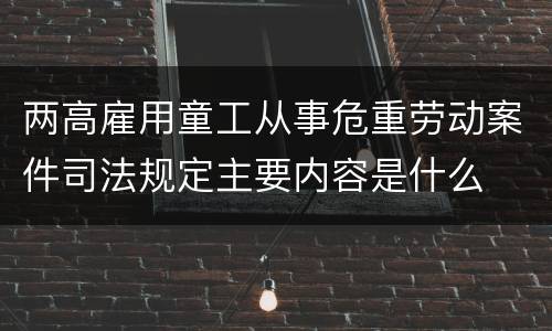 两高雇用童工从事危重劳动案件司法规定主要内容是什么
