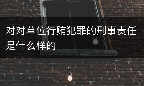 对对单位行贿犯罪的刑事责任是什么样的