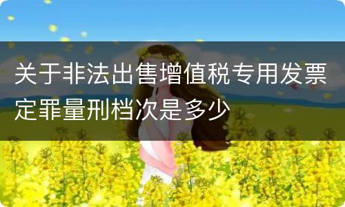 关于非法出售增值税专用发票定罪量刑档次是多少