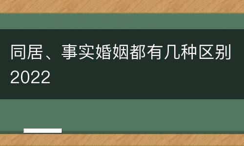 同居、事实婚姻都有几种区别2022