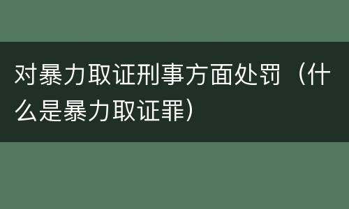 对暴力取证刑事方面处罚（什么是暴力取证罪）