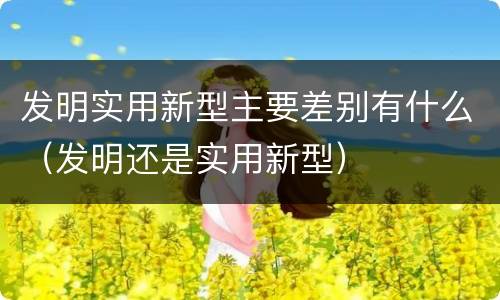 发明实用新型主要差别有什么（发明还是实用新型）