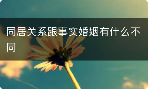 同居关系跟事实婚姻有什么不同