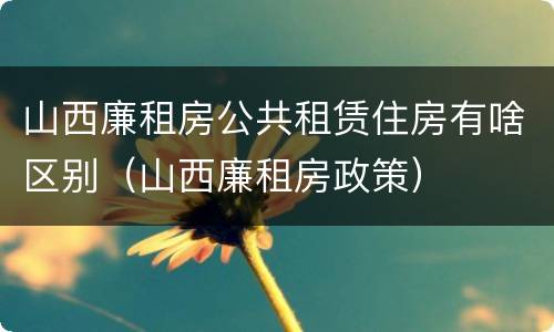 山西廉租房公共租赁住房有啥区别（山西廉租房政策）