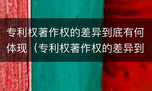 专利权著作权的差异到底有何体现（专利权著作权的差异到底有何体现呢）