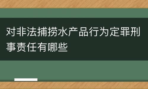 对非法捕捞水产品行为定罪刑事责任有哪些