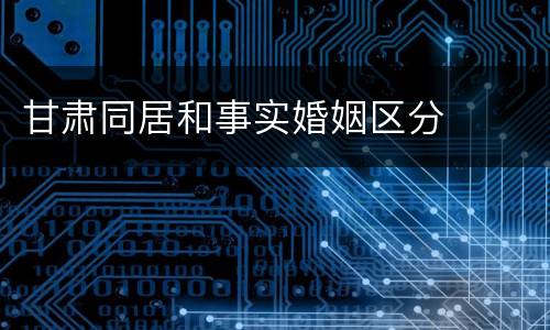 甘肃同居和事实婚姻区分