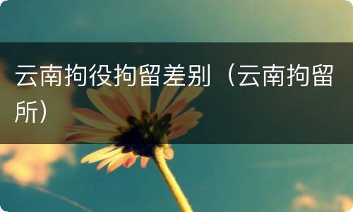 云南拘役拘留差别（云南拘留所）