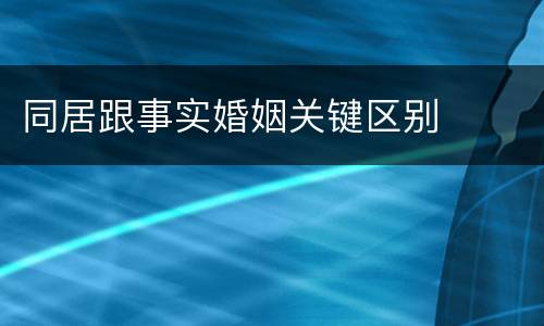 同居跟事实婚姻关键区别