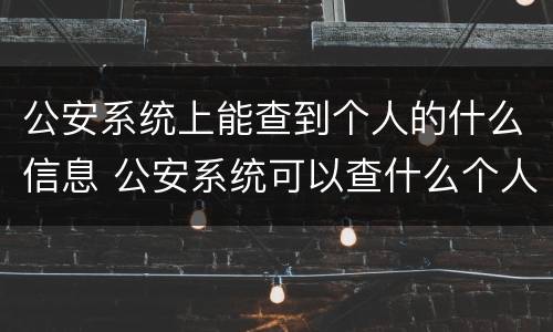 公安系统上能查到个人的什么信息 公安系统可以查什么个人信息