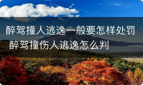 醉驾撞人逃逸一般要怎样处罚 醉驾撞伤人逃逸怎么判