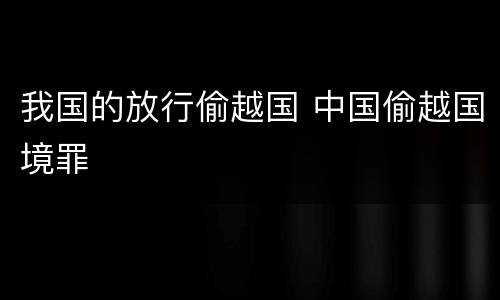 我国的放行偷越国 中国偷越国境罪
