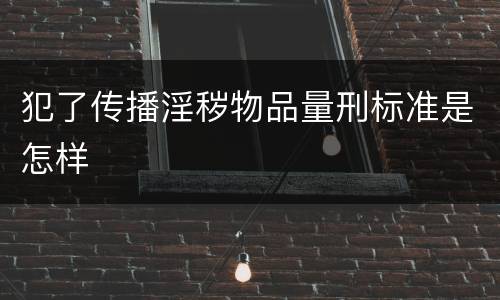 犯了传播淫秽物品量刑标准是怎样