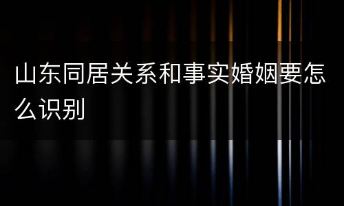山东同居关系和事实婚姻要怎么识别