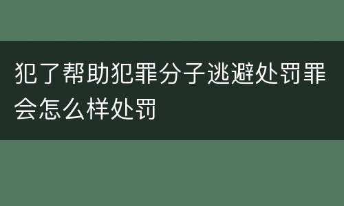 犯了帮助犯罪分子逃避处罚罪会怎么样处罚