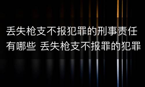 丢失枪支不报犯罪的刑事责任有哪些 丢失枪支不报罪的犯罪主体只能是什么