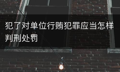 犯了对单位行贿犯罪应当怎样判刑处罚