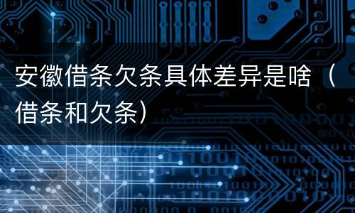 安徽借条欠条具体差异是啥（借条和欠条）